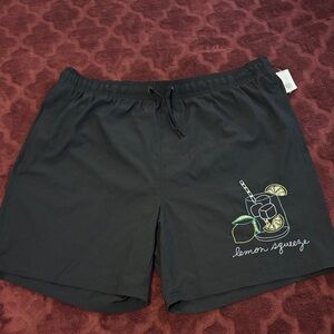 Old Navy Black Men's Shorts with Lemon Embroidery